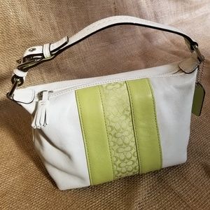 COACH® Small White and Lime Green Mini Hobo Purse